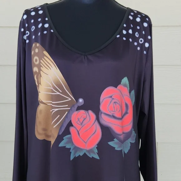 NEW Plus Size & Curve Butterfly Rose Print Above-the-knee ROSEGAL Dress (3X) - Picture 2 of 12